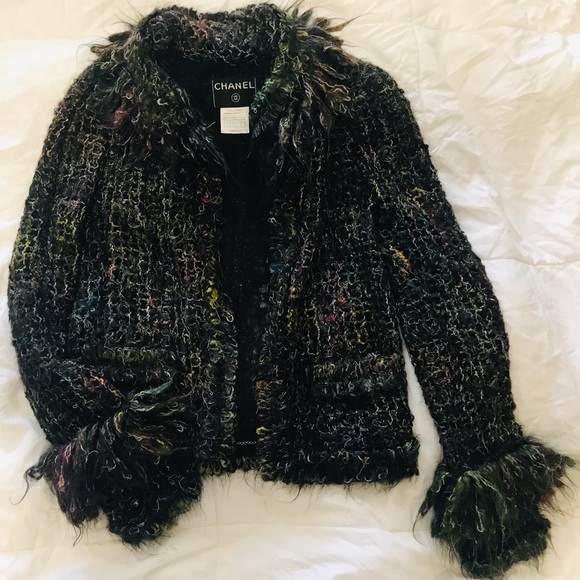 Authentic CHANEL 🦄 Runway Multicolor Mohair Fringe Tweed Blazer Jacket 38/4 - Picture 12 of 12